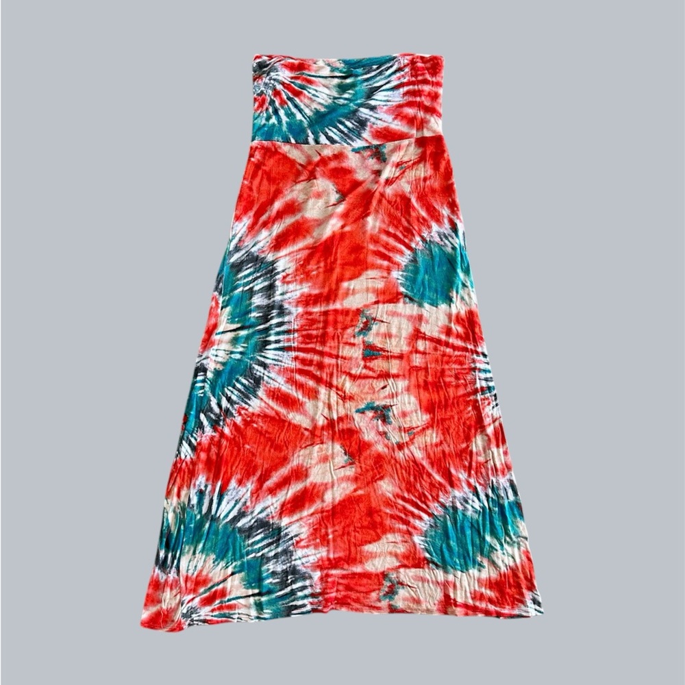 A3 Design Women’s‎ M Maxi Skirt Tie Dye Tropical One Size Stretchy Y2K USA VTG